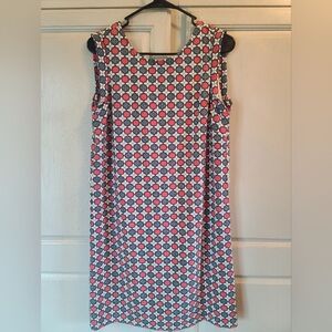 Banana Republic Red Gray White Geometric Print Shift Dress